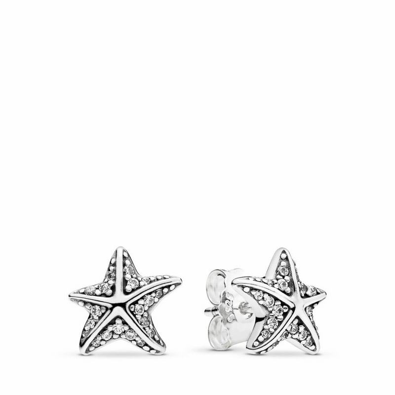 Pandora Tropical Starfish Stud Earrings - Sterling Silver/Cubic Zirconia - Canada | PM5263PG